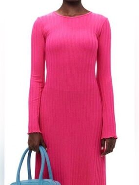 Simon Miller Fuchsia Ribbed Long Sleeve Maxi Dress
